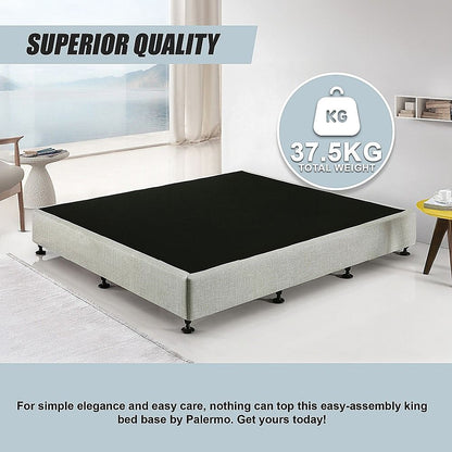Palermo King Ensemble Bed Base Platinum Light Grey Linen Fabric V63-823281