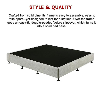 Palermo King Ensemble Bed Base Platinum Light Grey Linen Fabric V63-823281