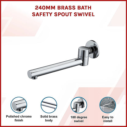 240mm Brass Bath Safety Spout Swivel V63-823331