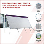 4.9m Caravan Privacy Screen Side Sunscreen Sun Shade for 17' Roll Out Awning V63-823561