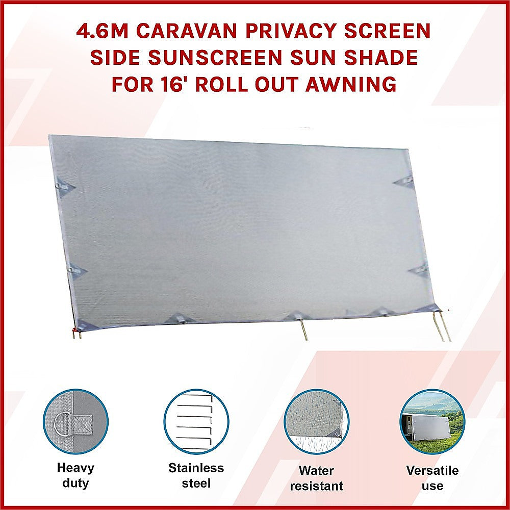 4.6m Caravan Privacy Screen Side Sunscreen Sun Shade for 16' Roll Out Awning V63-823571
