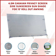 4.3m Caravan Privacy Screen Side Sunscreen Sun Shade for 15' Roll Out Awning V63-823581