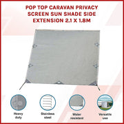Pop Top Caravan Privacy Screen Sun Shade Side Extension 2.1 x 1.8m V63-823621