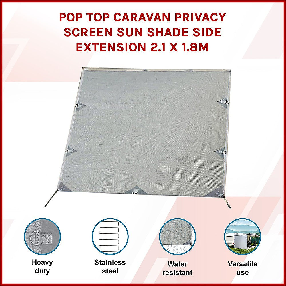 Pop Top Caravan Privacy Screen Sun Shade Side Extension 2.1 x 1.8m V63-823621