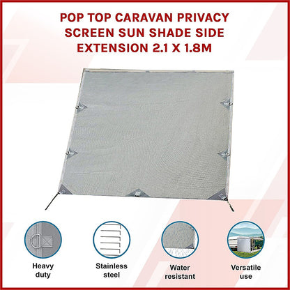 Pop Top Caravan Privacy Screen Sun Shade Side Extension 2.1 x 1.8m V63-823621