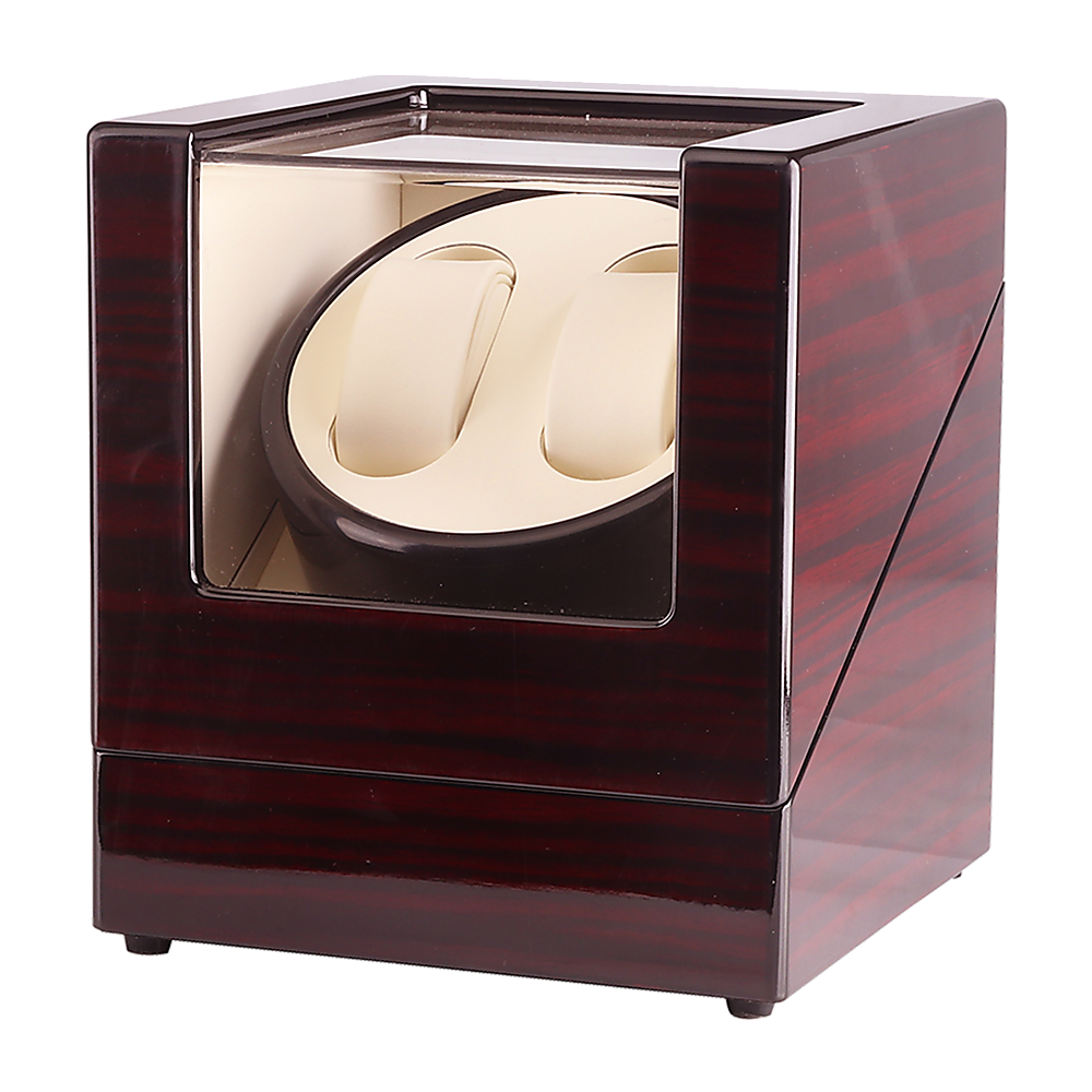 Automatic Dual Watch Winder Wood Display Box Case Motor Rotation Storage V63-823691