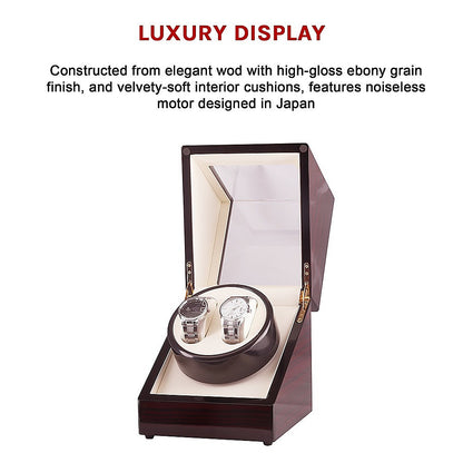 Automatic Dual Watch Winder Wood Display Box Case Motor Rotation Storage V63-823691