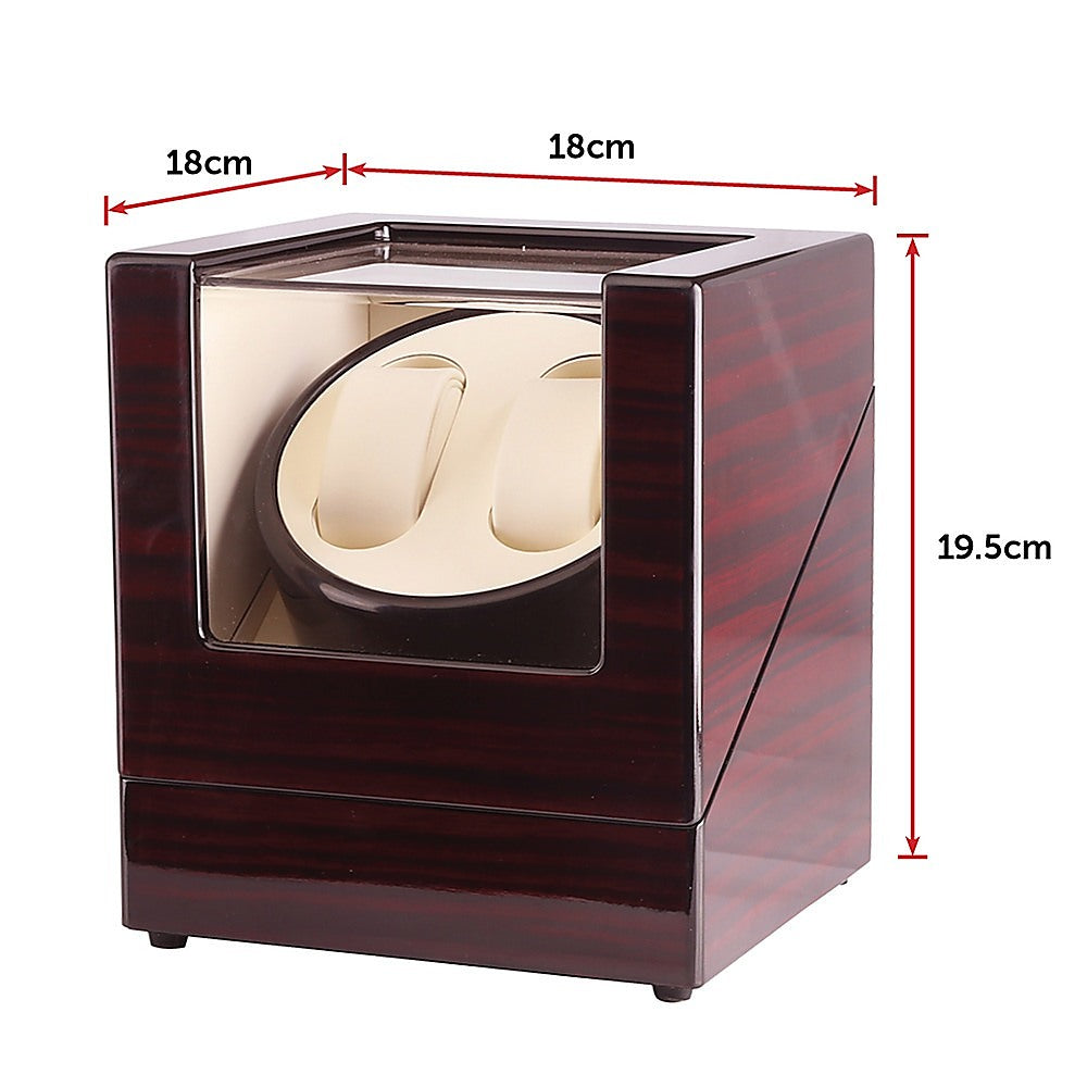 Automatic Dual Watch Winder Wood Display Box Case Motor Rotation Storage V63-823691