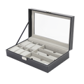 6+3 Grid Watch Sunglass Eyeglasses Display Box Case Storage Organizer PU Leather V63-823701