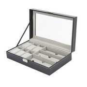 6+3 Grid Watch Sunglass Eyeglasses Display Box Case Storage Organizer PU Leather V63-823701