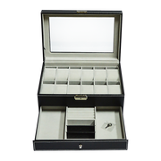 12 Grids Watch Display Case Leather jewellery Storage Box Organiser Lock Key V63-823711