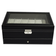 12 Grids Watch Display Case Leather jewellery Storage Box Organiser Lock Key V63-823711