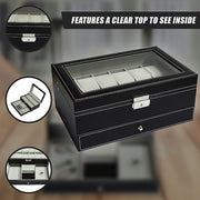 12 Grids Watch Display Case Leather jewellery Storage Box Organiser Lock Key V63-823711