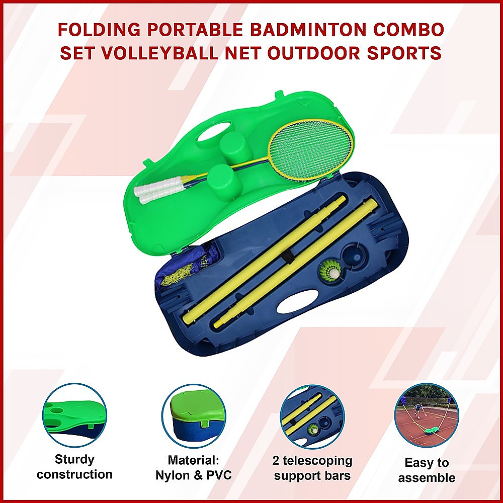 Folding Portable Badminton Combo Set Volleyball Net Outdoor Sports V63-823721