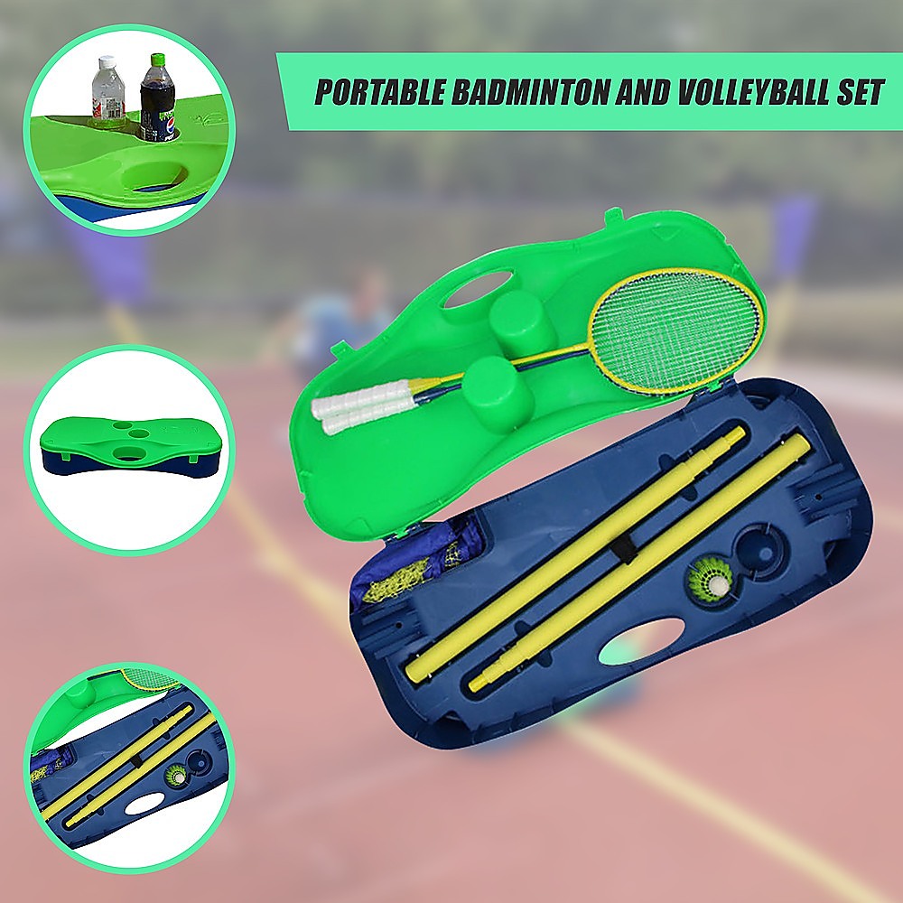 Folding Portable Badminton Combo Set Volleyball Net Outdoor Sports V63-823721
