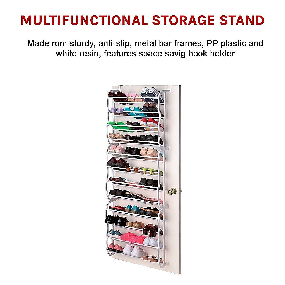 36 Pair Shoe Holder Organiser Over The Door Hanging Shelf Rack Storage Hook V63-823751