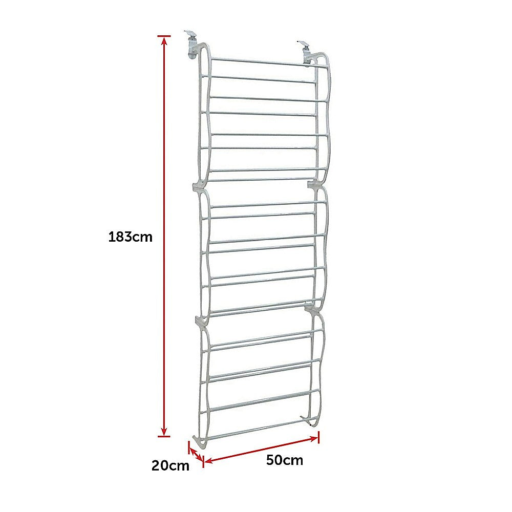 36 Pair Shoe Holder Organiser Over The Door Hanging Shelf Rack Storage Hook V63-823751