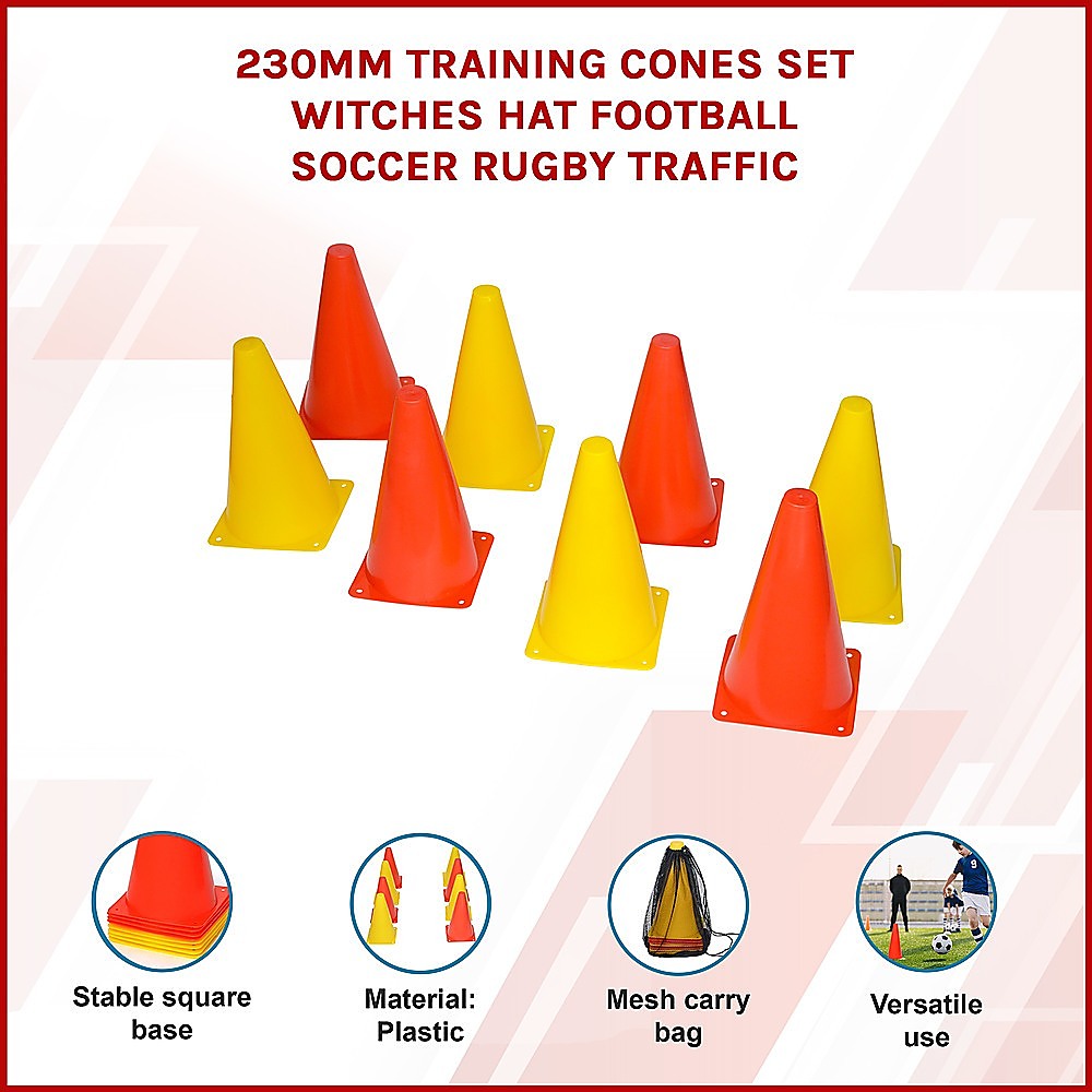230mm Training Cones Set Witches Hat Football Soccer Rugby Traffic V63-823761