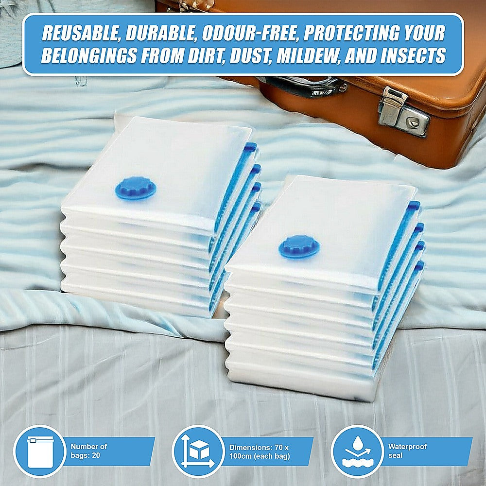 Vacuum Bags Clothes Sealed Clothing Bag Travel Compact Storage Space Saver x20 V63-823781