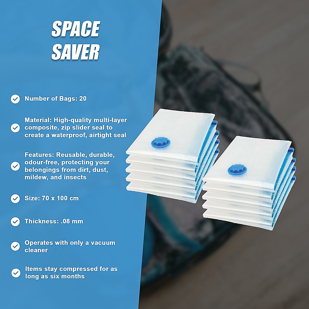 Vacuum Bags Clothes Sealed Clothing Bag Travel Compact Storage Space Saver x20 V63-823781