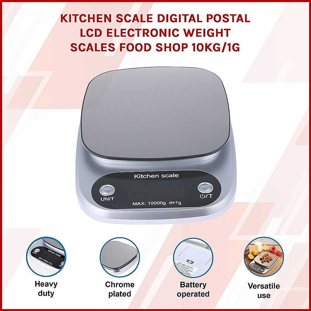 Digital Kitchen Scale LCD Electronic Postal Food Weight Scales 10kg/1g V63-823801