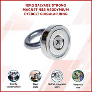 12Kg SALVAGE Strong MAGNET N52 Neodymium Eyebolt Circular Ring V63-823841