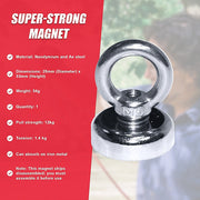 12Kg SALVAGE Strong MAGNET N52 Neodymium Eyebolt Circular Ring V63-823841