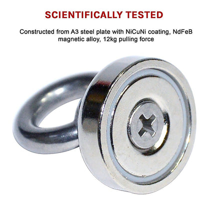 12Kg SALVAGE Strong MAGNET N52 Neodymium Eyebolt Circular Ring V63-823841