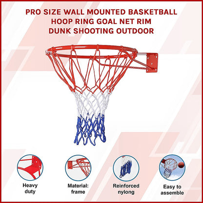 Pro Size Wall Mounted Basketball Hoop Ring Goal Net Rim Dunk Shooting Outdoor V63-823851
