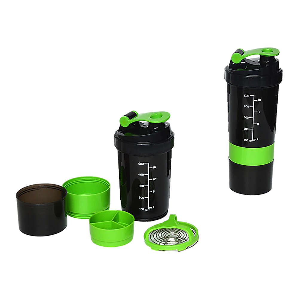2x Protein Shaker Bottle Set - 3-in-1 Smart Blender Mixer Cup for Gym & Fitness V63-823861