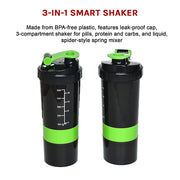 2x Protein Shaker Bottle Set - 3-in-1 Smart Blender Mixer Cup for Gym & Fitness V63-823861