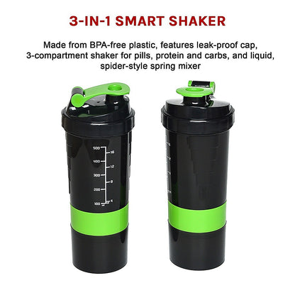 2x Protein Shaker Bottle Set - 3-in-1 Smart Blender Mixer Cup for Gym & Fitness V63-823861