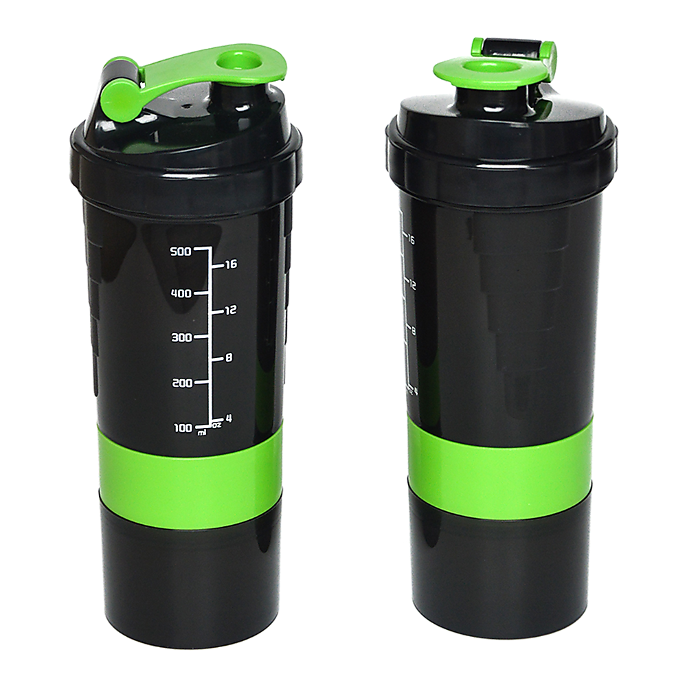 2x Protein Shaker Bottle Set - 3-in-1 Smart Blender Mixer Cup for Gym & Fitness V63-823861