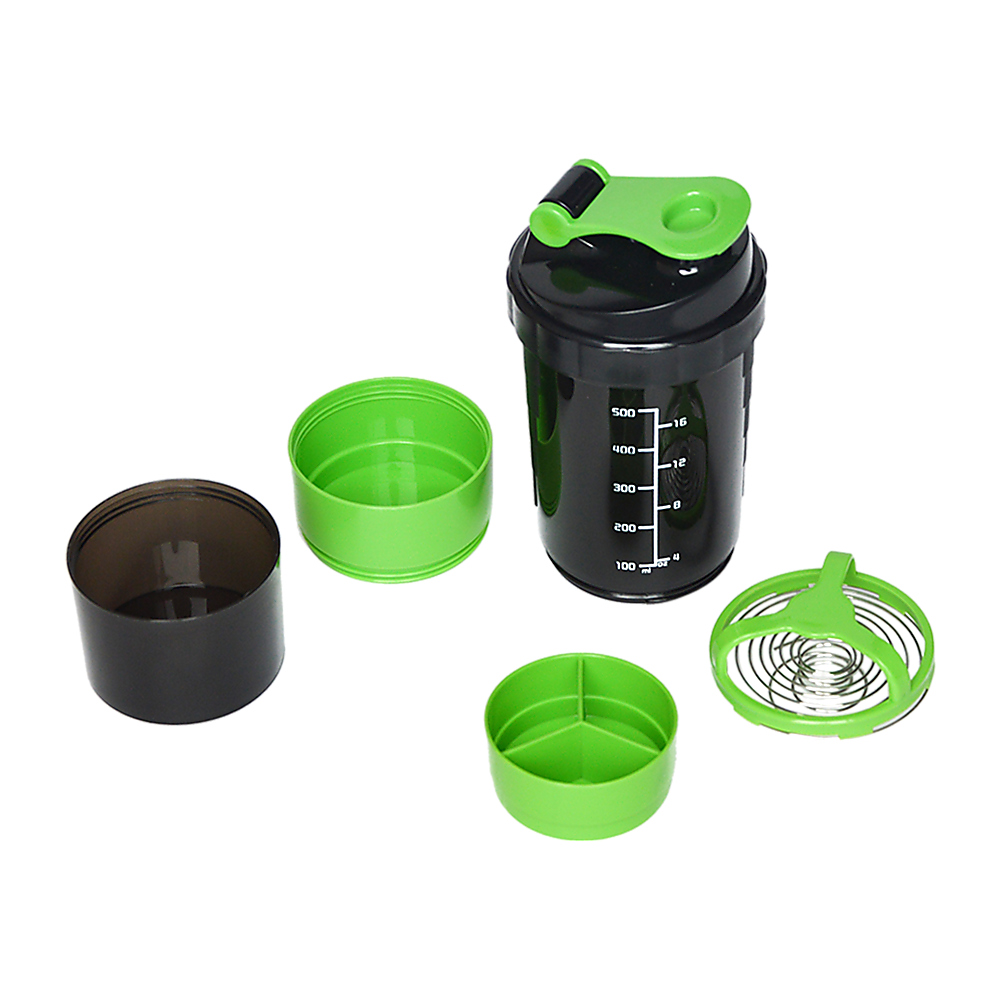 2x Protein Shaker Bottle Set - 3-in-1 Smart Blender Mixer Cup for Gym & Fitness V63-823861