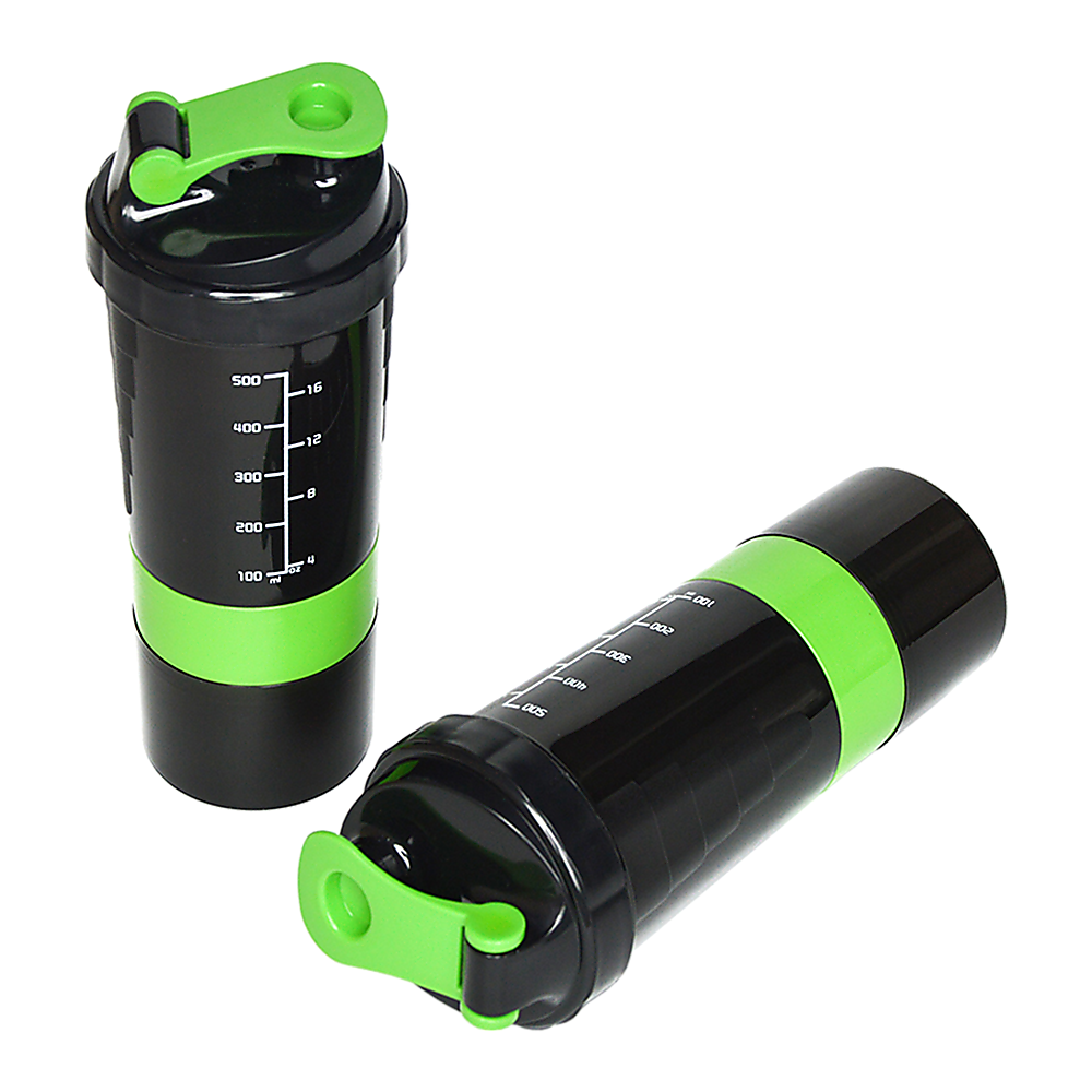 2x Protein Shaker Bottle Set - 3-in-1 Smart Blender Mixer Cup for Gym & Fitness V63-823861