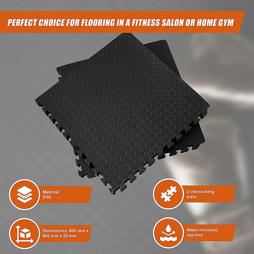 12 Tiles EVA Rubber Foam Gym Mat 60x60cm - 2.5cm Thick Fitness Flooring Set V63-823881
