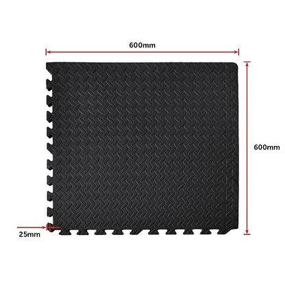 12 Tiles EVA Rubber Foam Gym Mat 60x60cm - 2.5cm Thick Fitness Flooring Set V63-823881