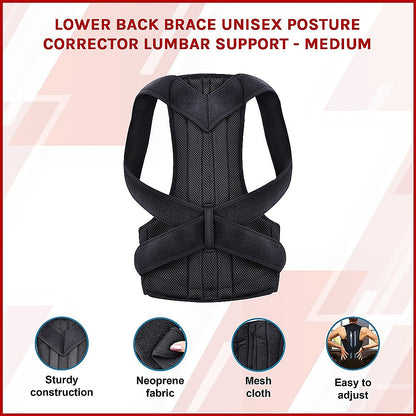 Lower Back Brace Unisex Posture Corrector Lumbar Support - Medium V63-823911