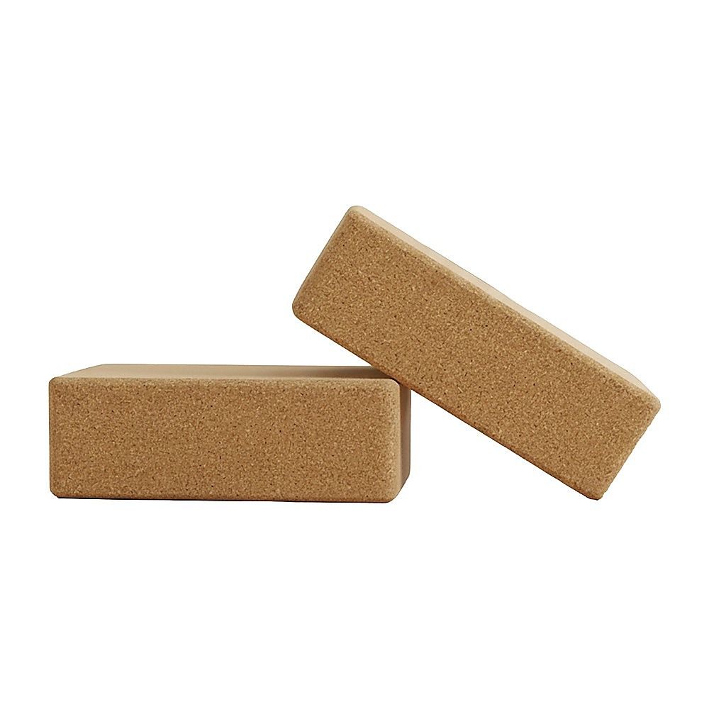 2 x Cork Yoga Block Set Natural Exercise Brick Support for Balance, Stretching and Stability V63-823991