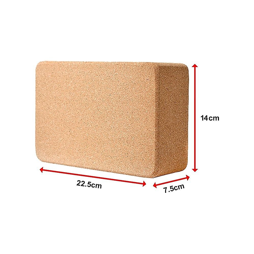 2 x Cork Yoga Block Set Natural Exercise Brick Support for Balance, Stretching and Stability V63-823991