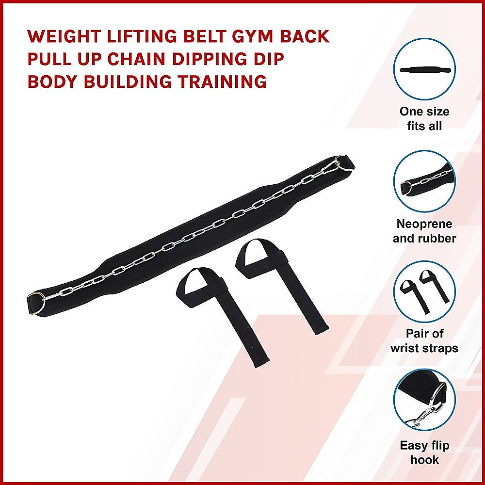 Weight Lifting Belt Gym Back Pull Up Chain Dipping Dip Body Building Training V63-824091
