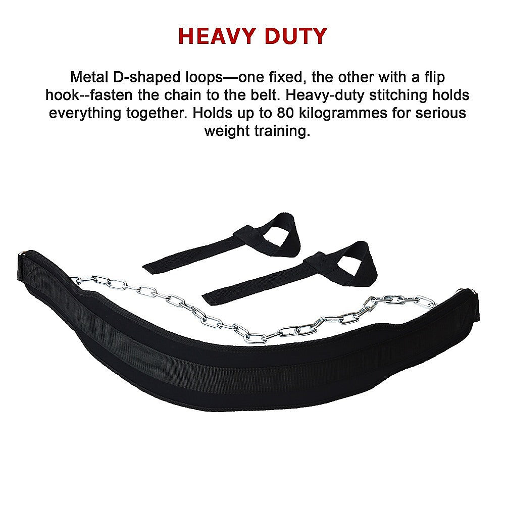 Weight Lifting Belt Gym Back Pull Up Chain Dipping Dip Body Building Training V63-824091
