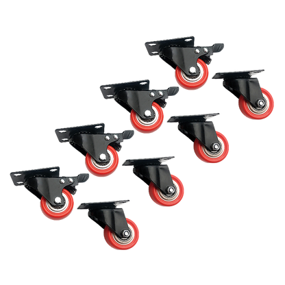 8 x 2" Polyurethane Castor Wheels - Swivel and 4 with brake V63-824101