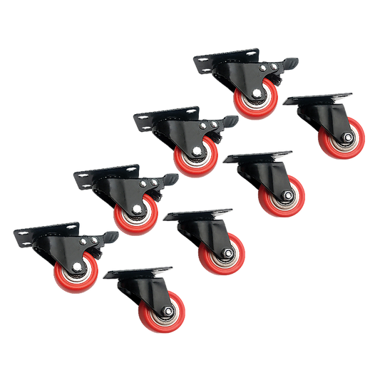 8 x 2" Polyurethane Castor Wheels - Swivel and 4 with brake V63-824101