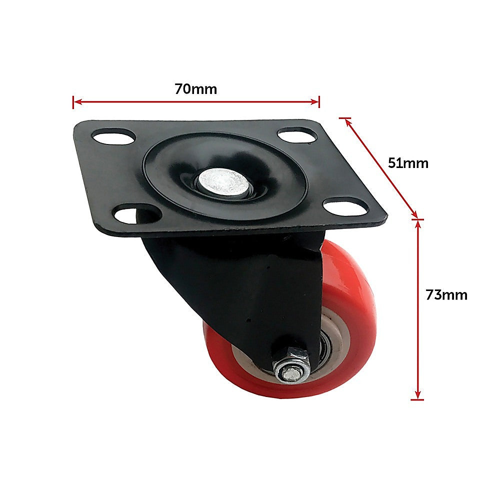 8 x 2" Polyurethane Castor Wheels - Swivel and 4 with brake V63-824101