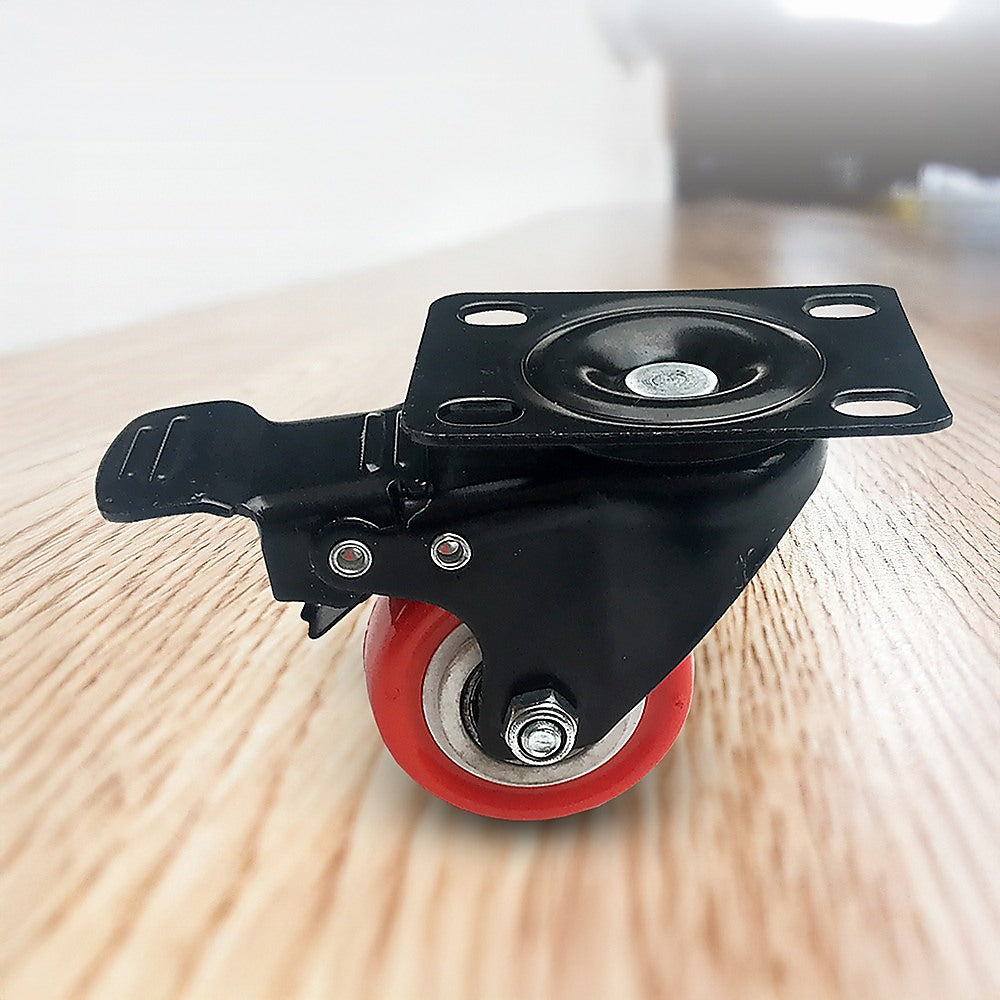 8 x 2" Polyurethane Castor Wheels - Swivel and 4 with brake V63-824101