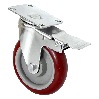 4 X 5" Heavy Duty 400kg Swivel Castor Wheels Trolley Furniture Caster All Brake V63-824111