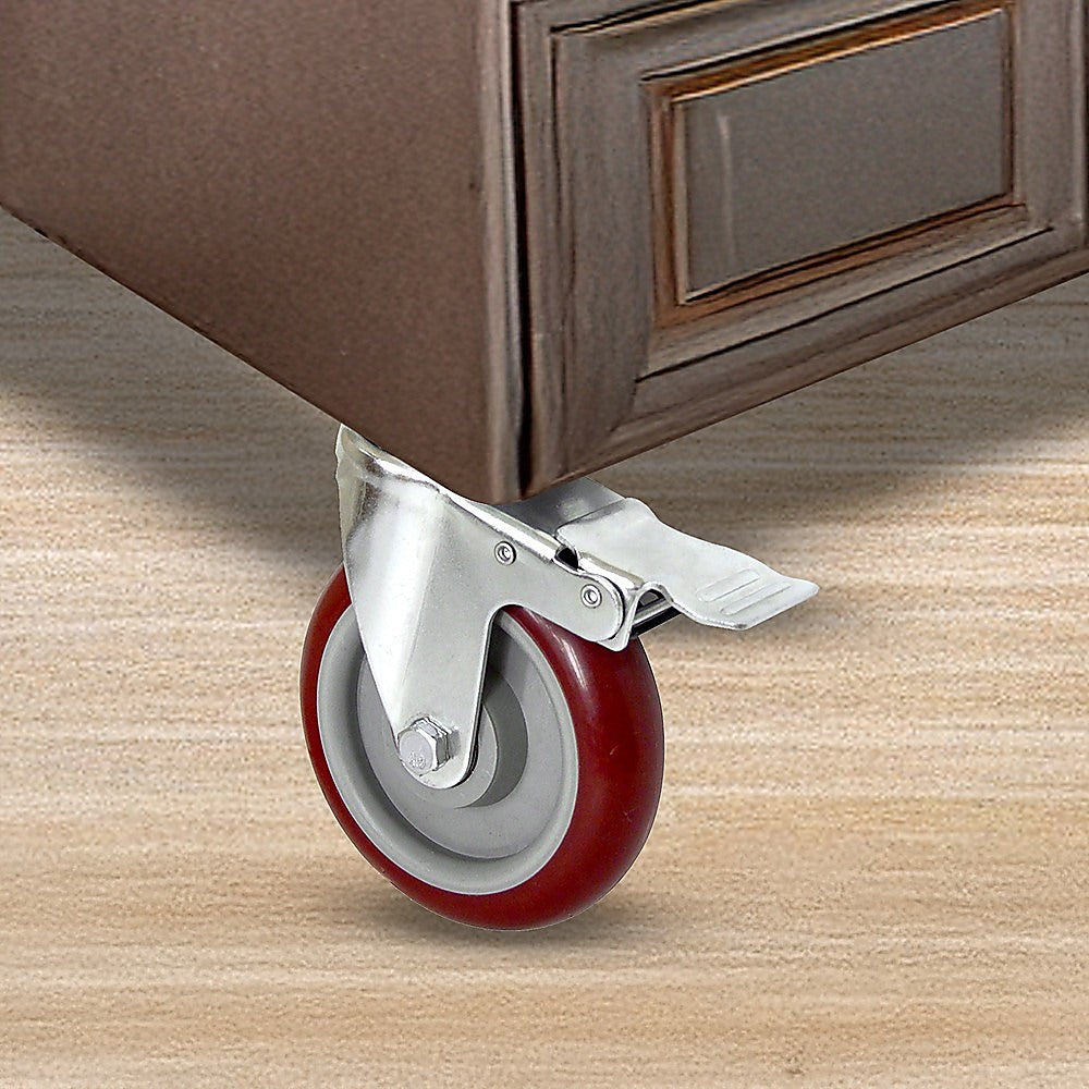 4 X 5" Heavy Duty 400kg Swivel Castor Wheels Trolley Furniture Caster All Brake V63-824111