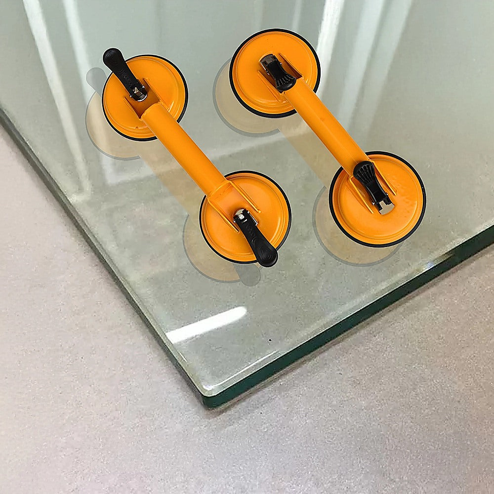 2x 100kg Aluminum Alloy Double Locking Suction Cup Glazer Glass Sucker Lifter V63-824131