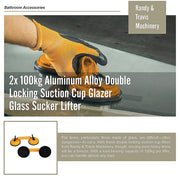 2x 100kg Aluminum Alloy Double Locking Suction Cup Glazer Glass Sucker Lifter V63-824131